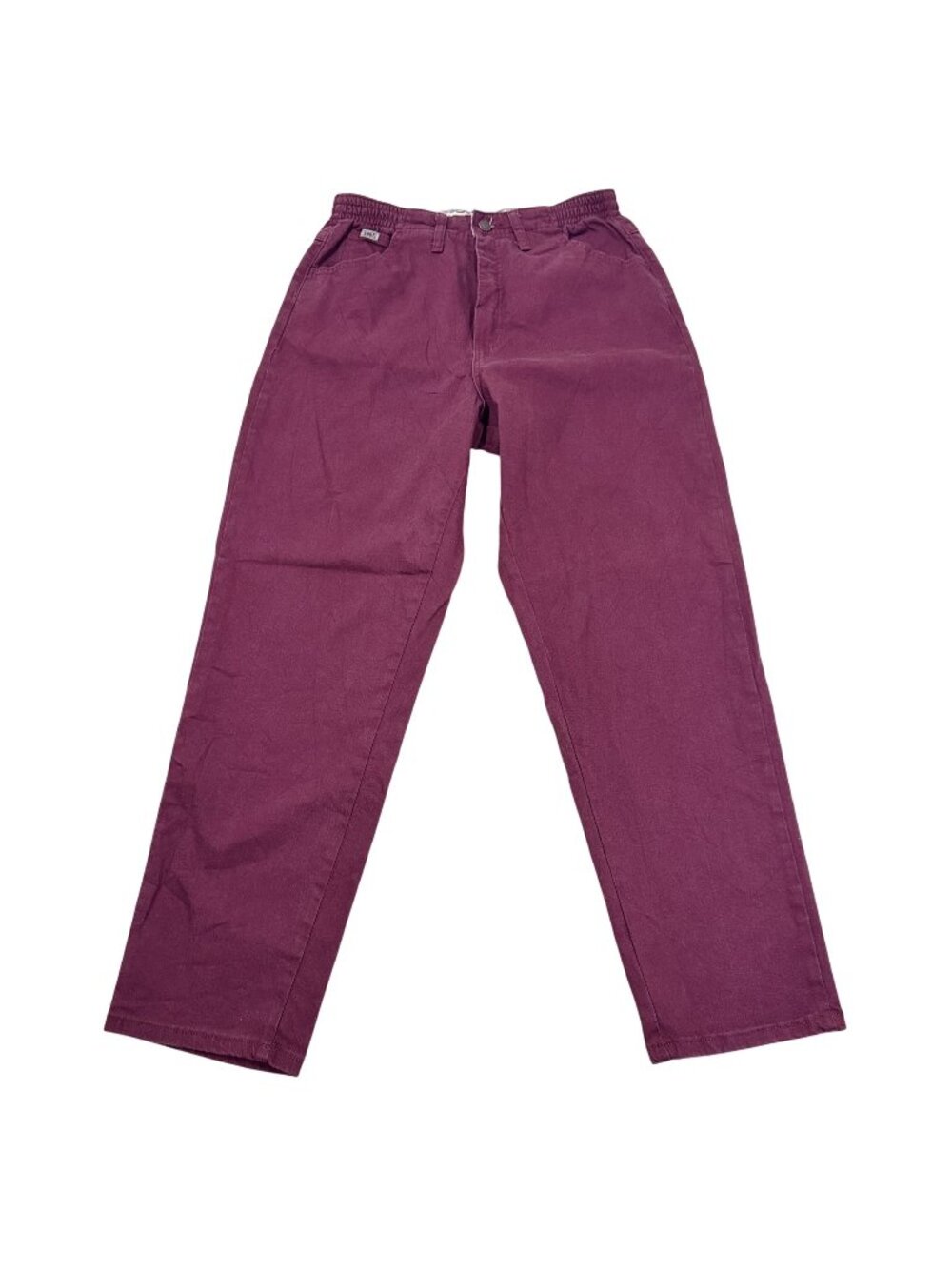 Lee Women’s Burgundy Side Elastic Waist Straight Leg Y2K Pants Petite 8 Cotton